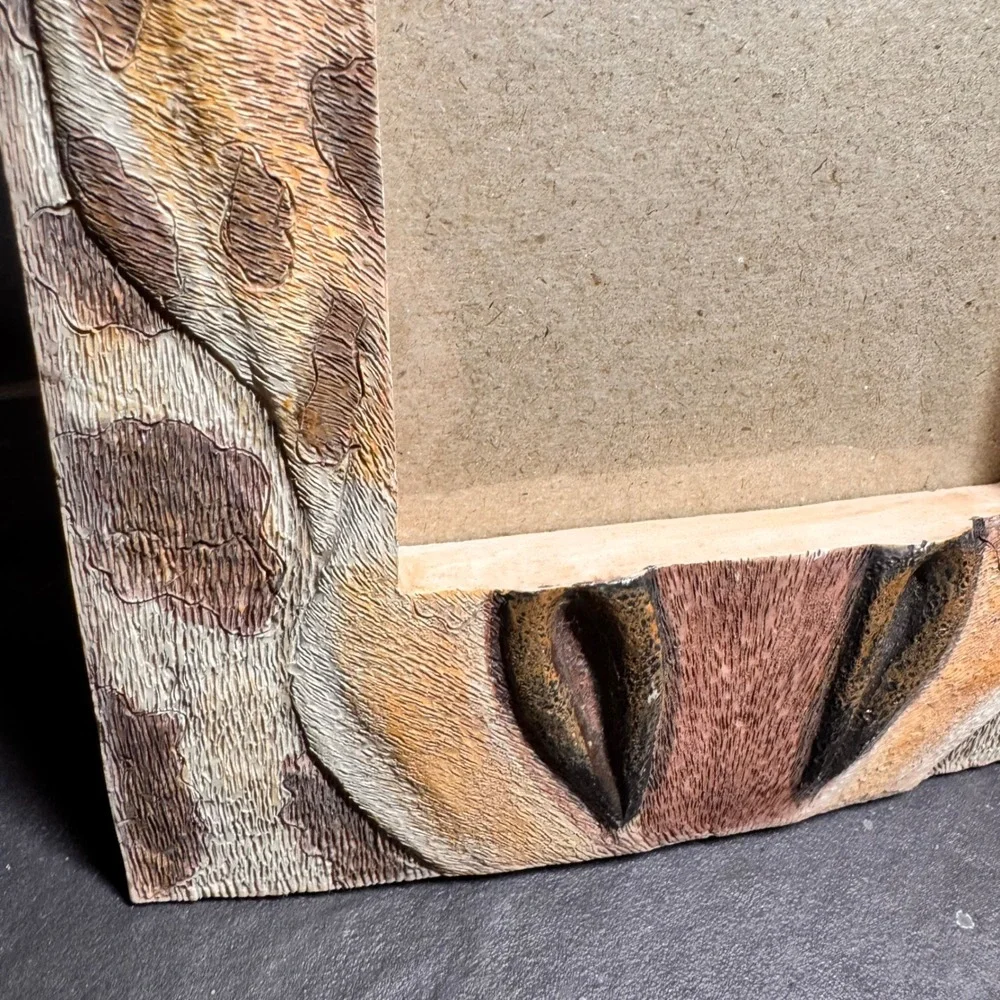 Giraffe Face Photo Frame‎ 4x6 Safari Animal Print Textured Resin Tabletop Decor